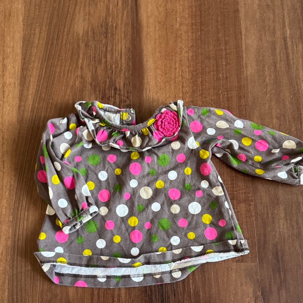Carter's Gray Polka Dot Blouse with Pink and Yellow Accents